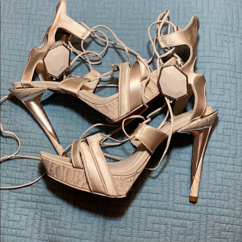 Herve Leger strappy heels